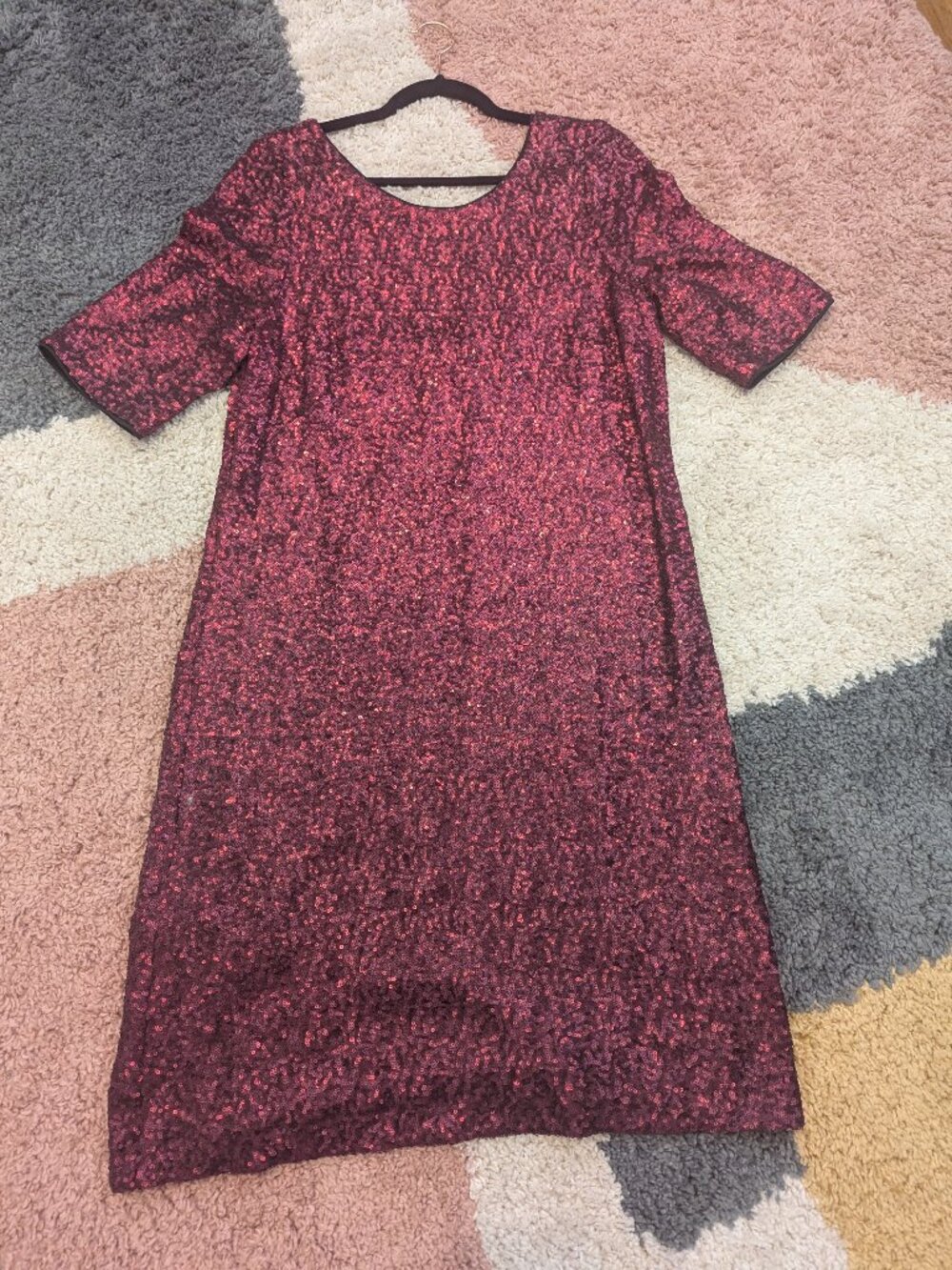 Betsey Johnson Berry Sequin Midi Party Dress Size 14